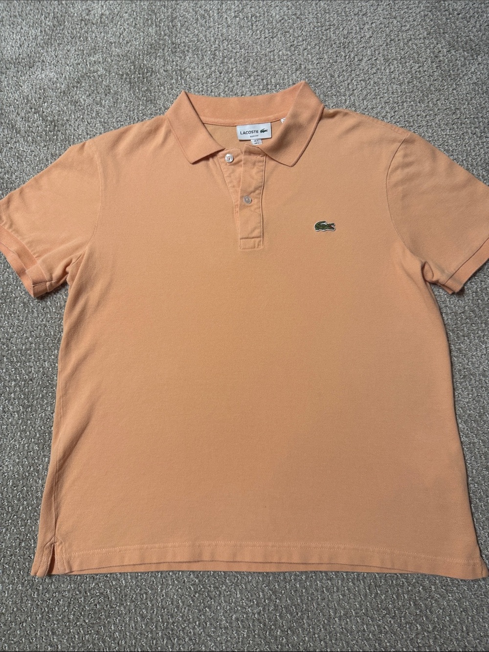 Lacoste Men’s Slim Fit Peach-Orange Polo with Crocodile Patch size L